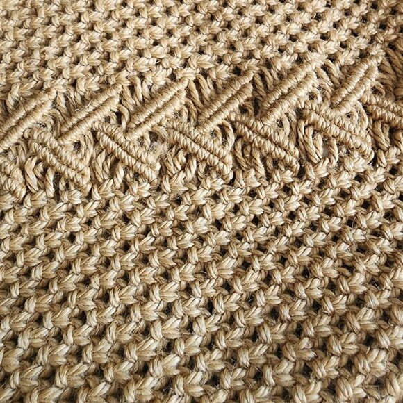 Vintage macrame & wood handle handmade bag - Picture 2 of 9